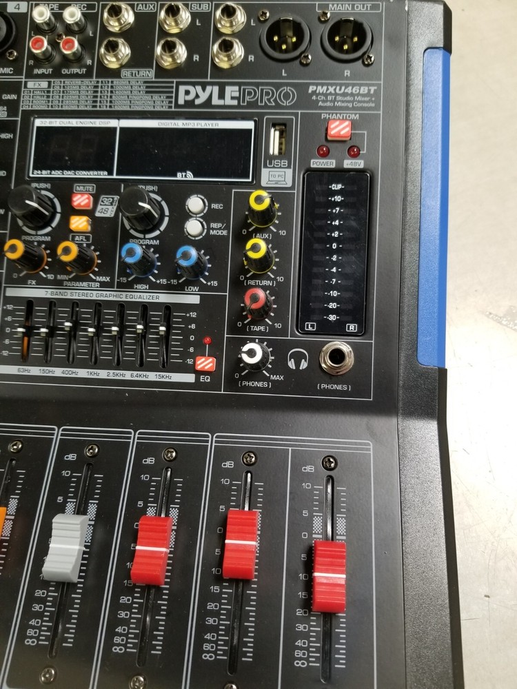 Pyle PMXU46BT 4 Ch. Studio DJ Controller Audio Mixer w/ Equalizer