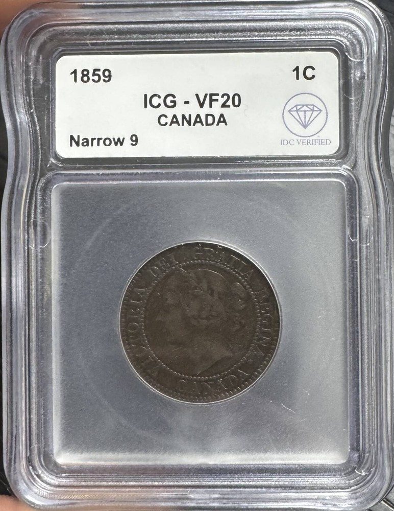 1859 Canada Bronze CENT ICG VF-20 IDC Verified