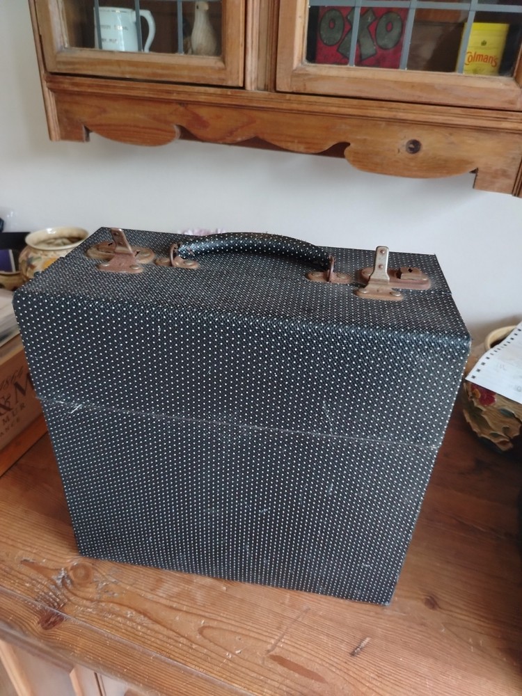 Vintage Record Case 12" Double Opening Box 1950's Black