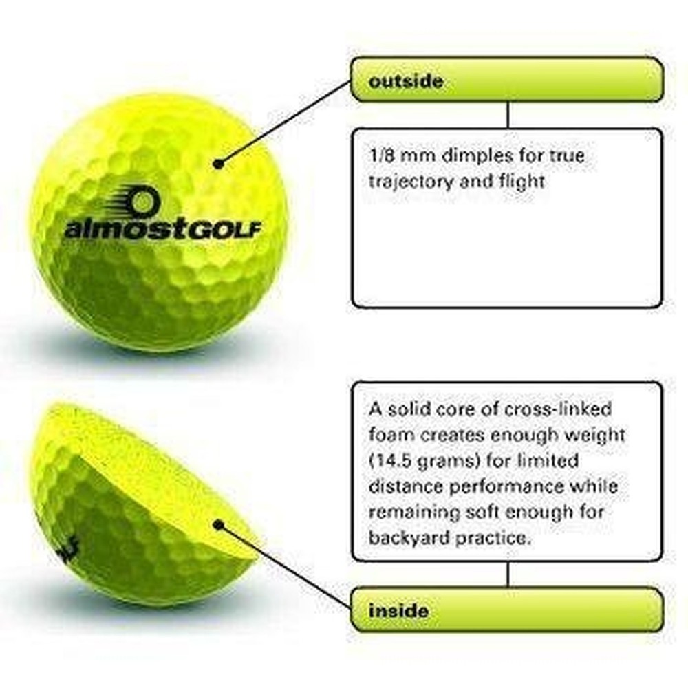 Practice Golf Balls for Golf Training. Made by AlmostGolf. Feel Solid Contact...