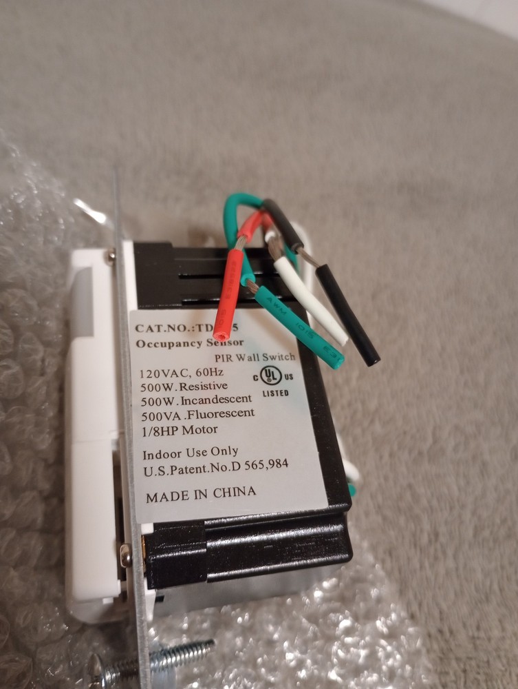 NEW TopGreener TDOS5-W White Motion Sensor Occupancy Vacancy Light Switch 1-Pole