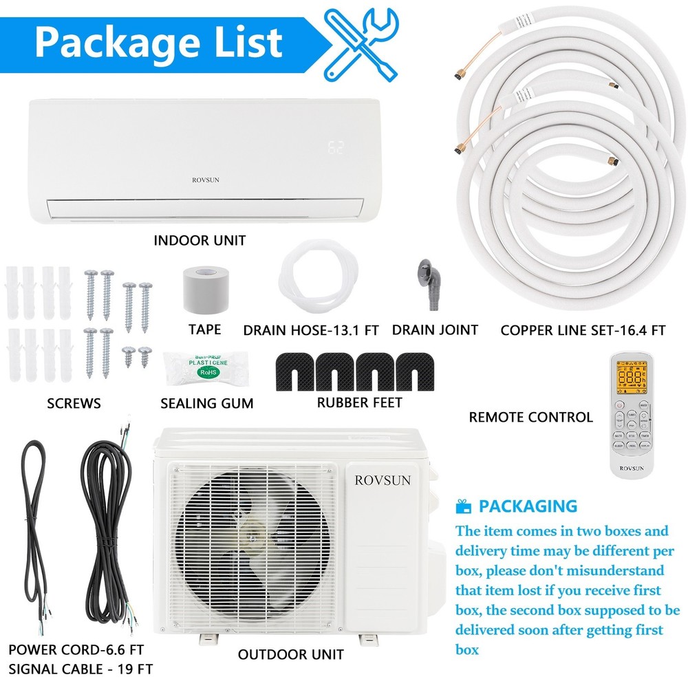 Bonnlo Ductless Mini Split AC/Heating System, Split-System Wall Air Conditioner
