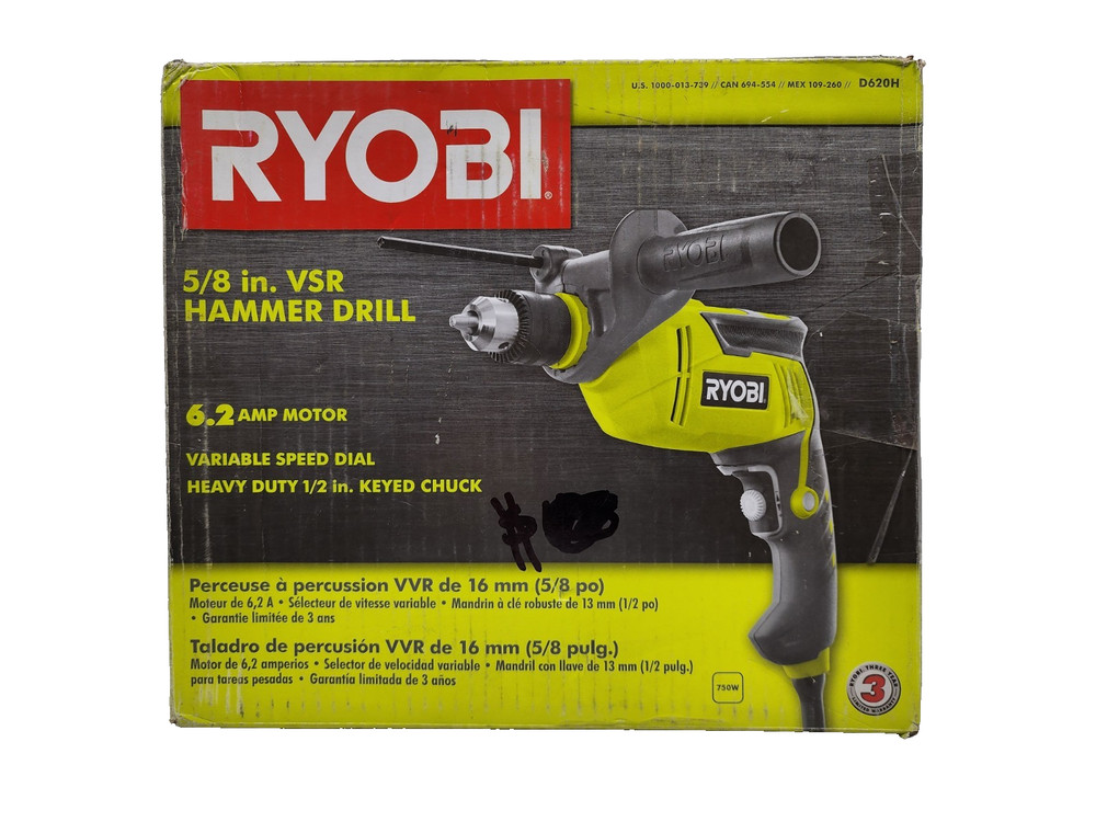 RYOBI D620H 6.2 Amp Corded 5/8 in. Variable Speed Hammer Drill