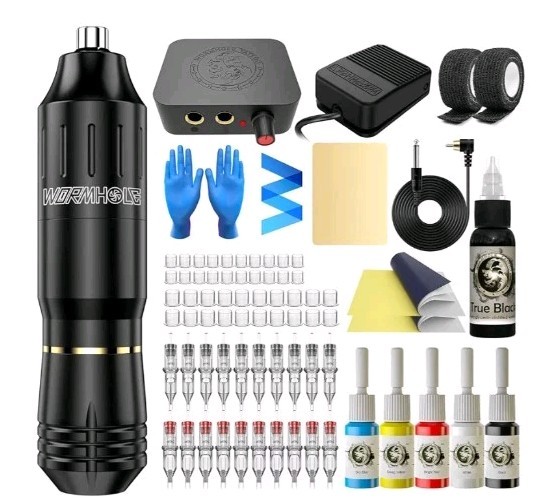 Tattoo Kit Wormhole Rotary Practice Machine Great For Beginners Full Kit!