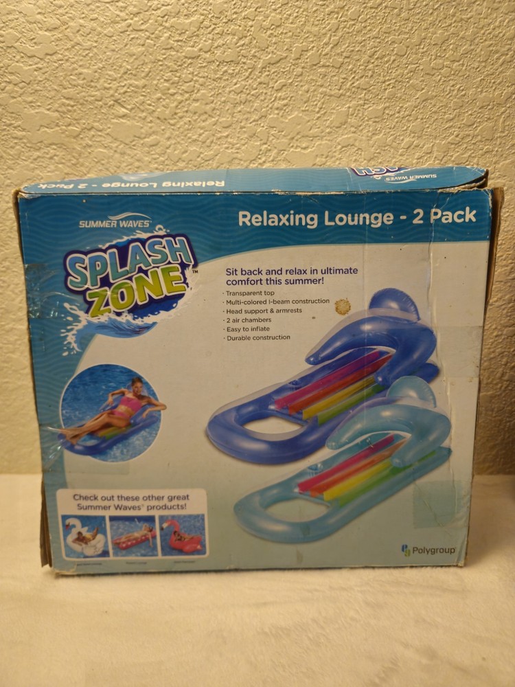 Summer Waves Relaxing Lounge 2 Pack Inflatable Pool Float
