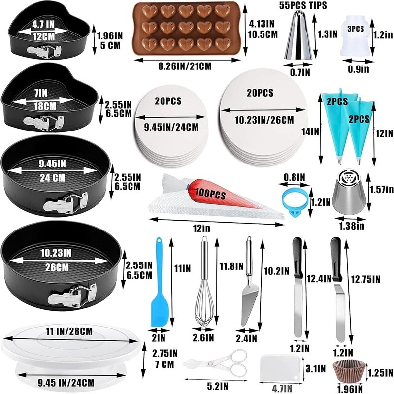 Baking Supplies Set Springform Pans Cake Decorating Tools Essential Gifts New