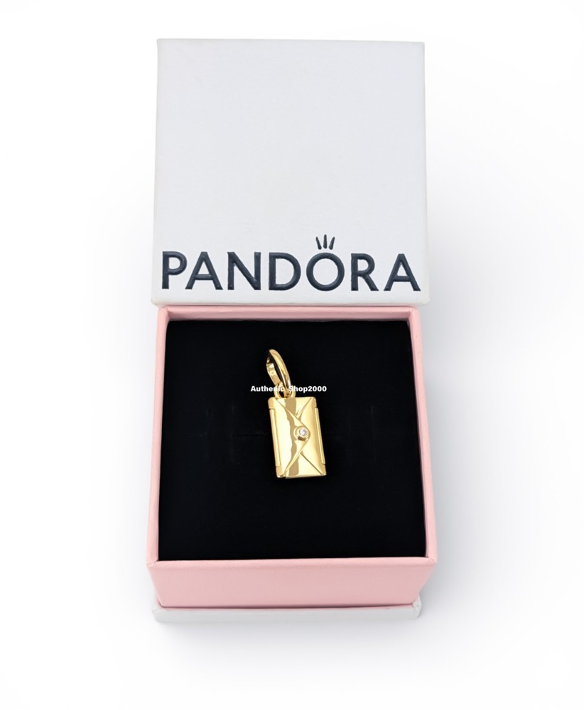 New 100% Authentic PANDORA Gold Engravable Open Envelope Dangle Charm 764421C01