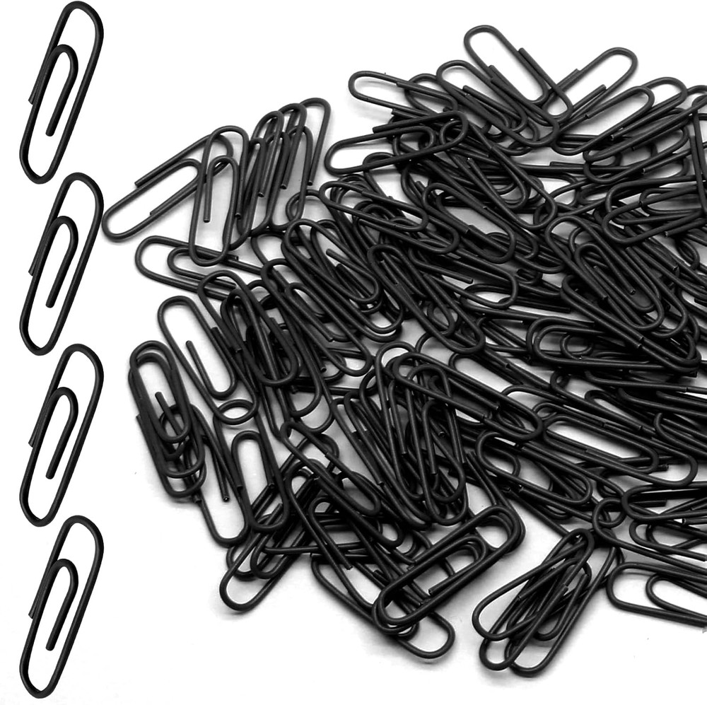 120PCS Black Vinyl Paper Clips 28mm Office Document Clips