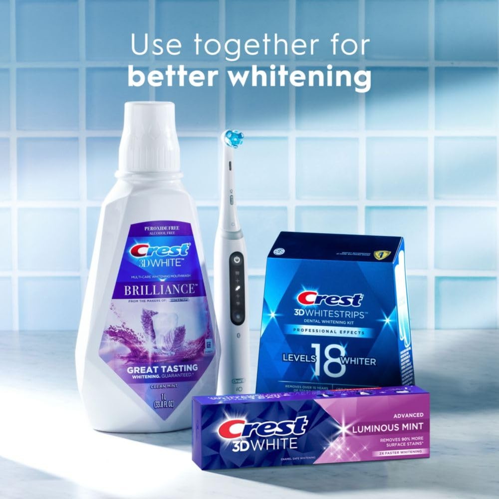 Crest 3D White Advanced Luminous Mint Teeth Whitening Toothpaste, Crest Toothpas
