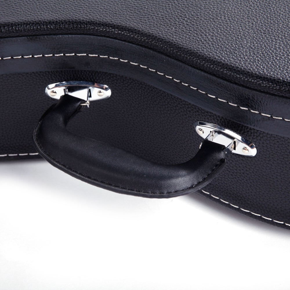 US 29" Black Hardshell A-Style Microgroove Pattern Leather Wood Mandolin Case