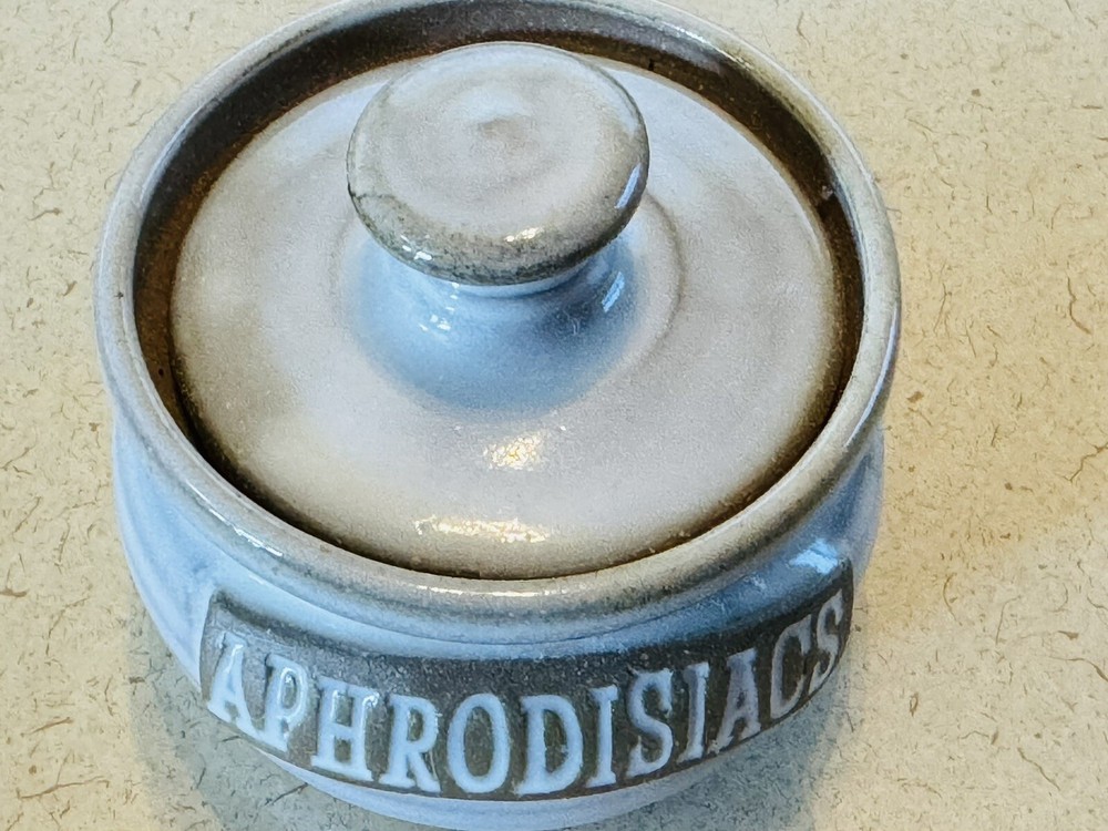 Glazed Aphrodisiacs Pottery Glazed Trinkets Jar Signed Container