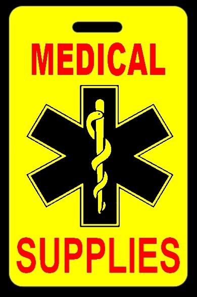 Safety Yellow MEDICAL SUPPLIES Luggage/Gear Bag Tag - FREE Personalization - New