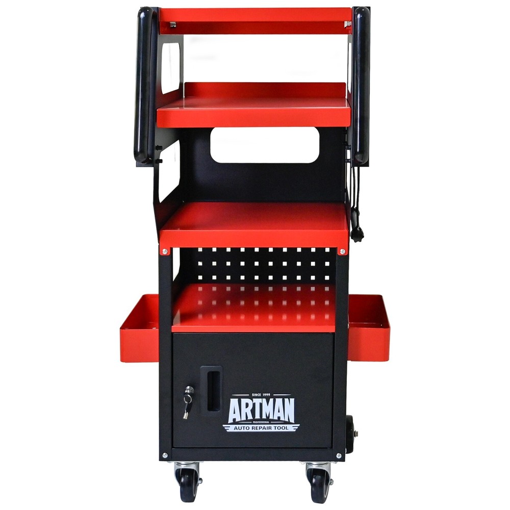 4 Layer MULTI PURPOSE TROLLEY FOR DIAGNOSTICS, Red + Black