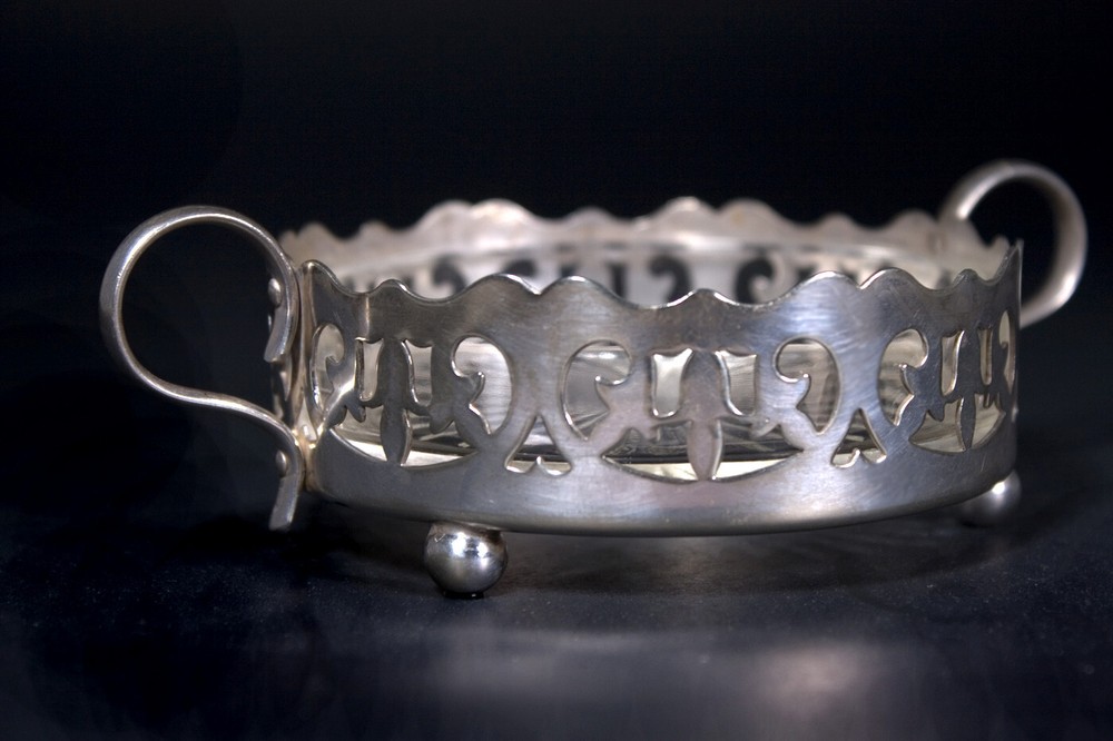 Vintage Silver Plated Wine Bottle Coaster Holder