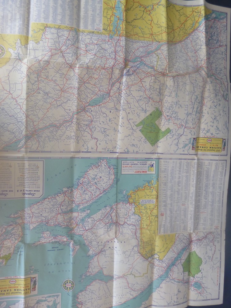 1937 Eastern Canada road map Imperial oil gas