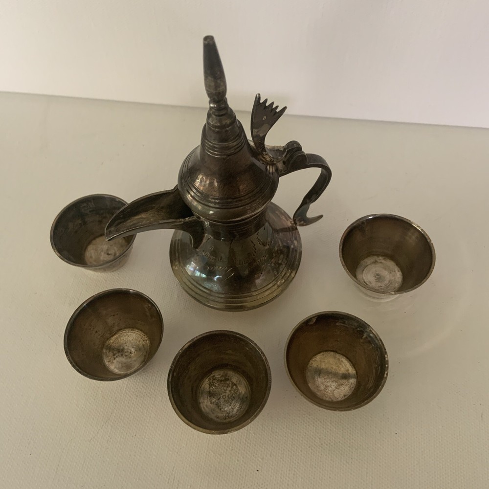 VINTAGE ETCHED MIDDLE EASTERN COFFEE TEA SET