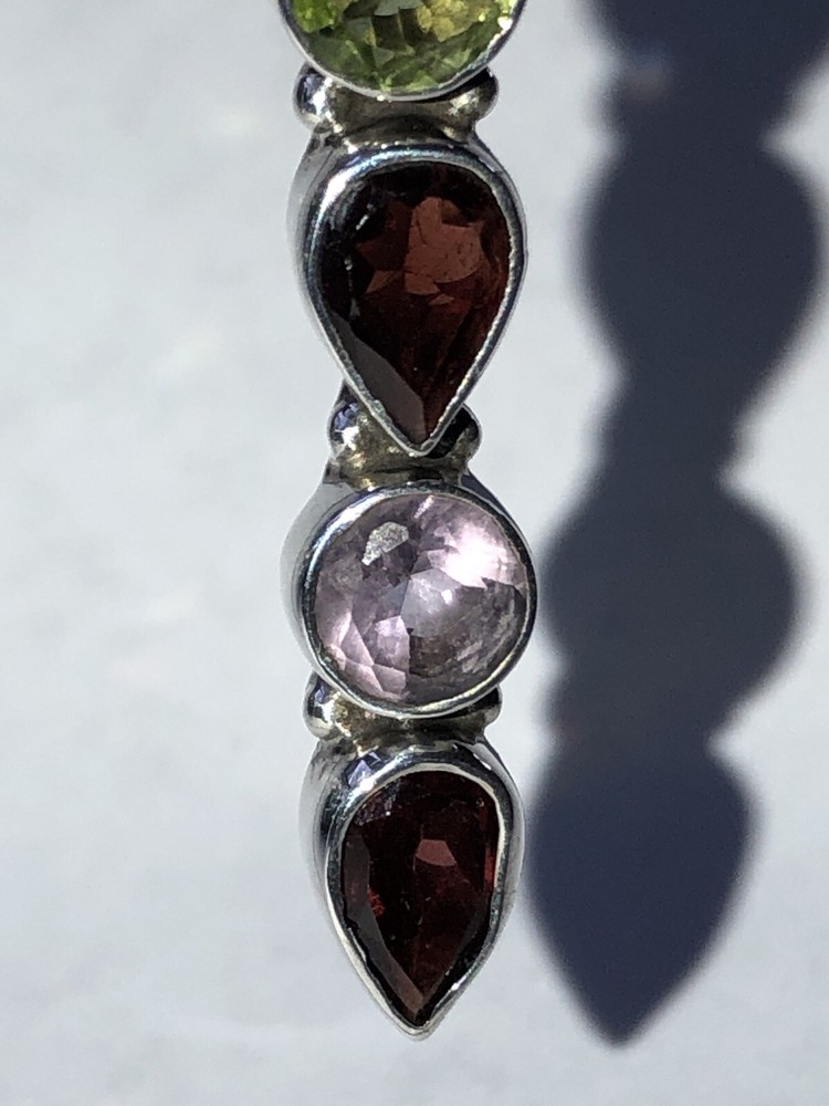 Handcrafted Mixed Gemstones Pendant 1.625”