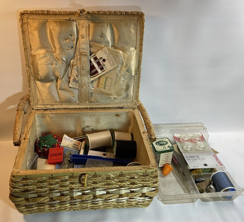 Vintage Grandma's Sewing Box With Contents