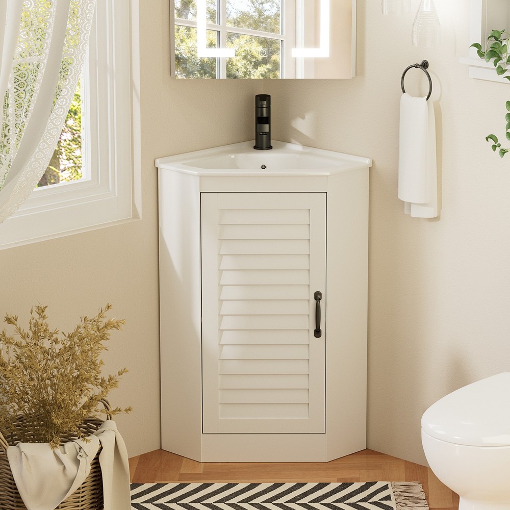 Corner Bathroom Vanity Sink Combo for Small Space Freestanding Compact Space US