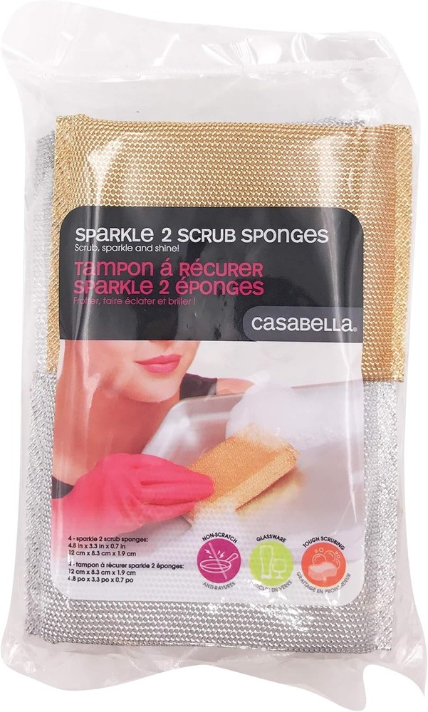 Casabella Sparkle Scrub Sponge, 4-pack