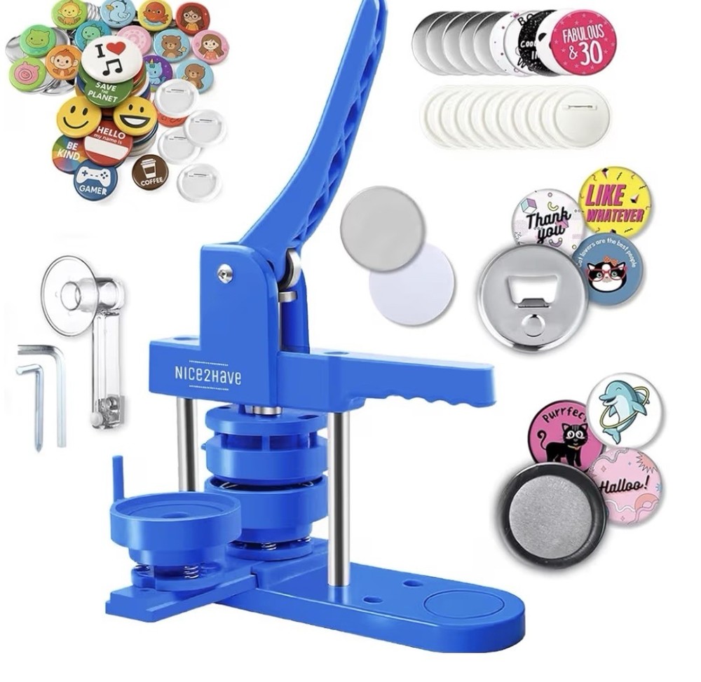 Nice2Have 3” Button Maker Machine Kit 75mm Single Mold + Supplies – New Open Box
