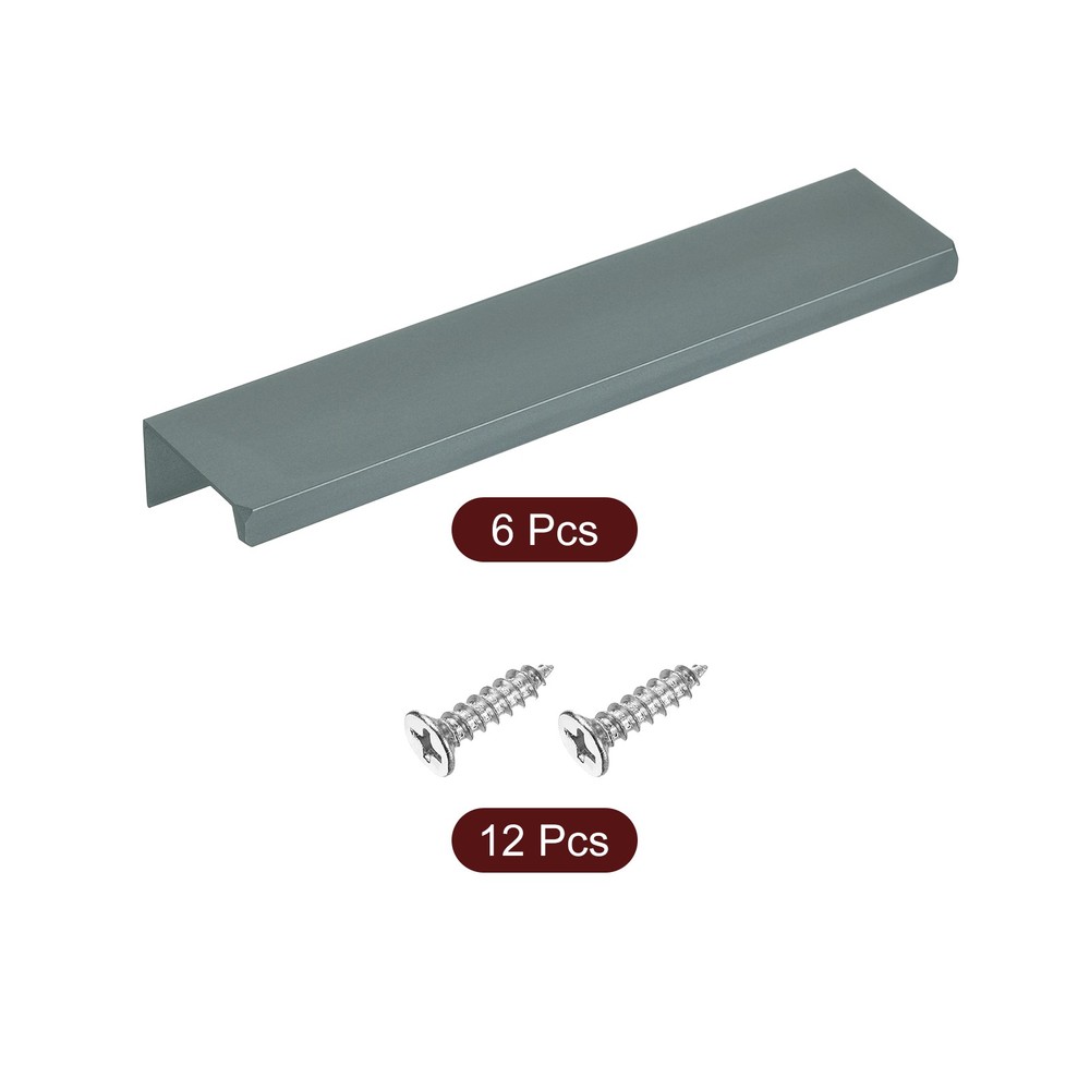 Cabinet Edge Finger Pull, 6pcs 150mm / 5.91" Hidden Cabinet Pulls, Gray