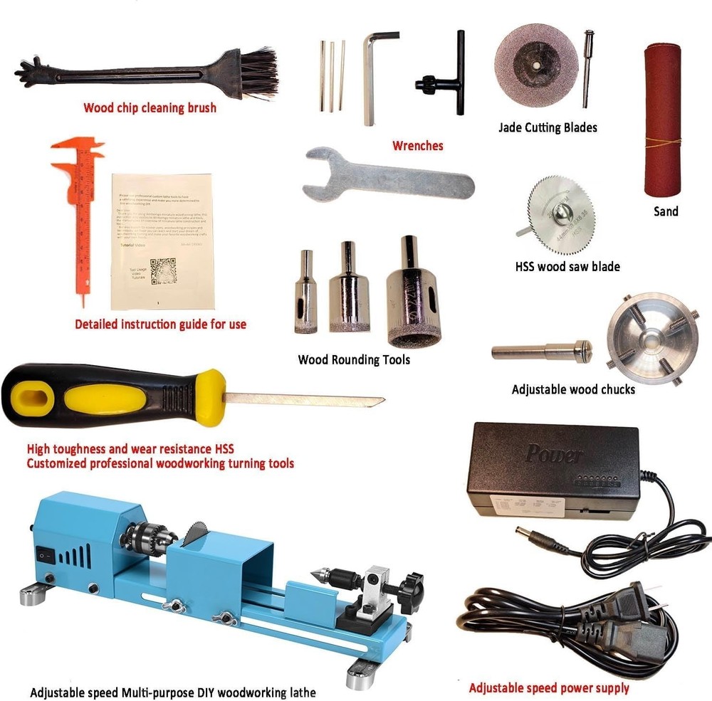 Mini Wood Lathe Machine Multi-Purpose Upgraded And Lengthened Processing
