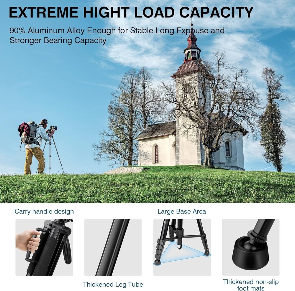 Tripod for Camera, 72" Tall Camera Tripod Monopod with Remote, Professional H...