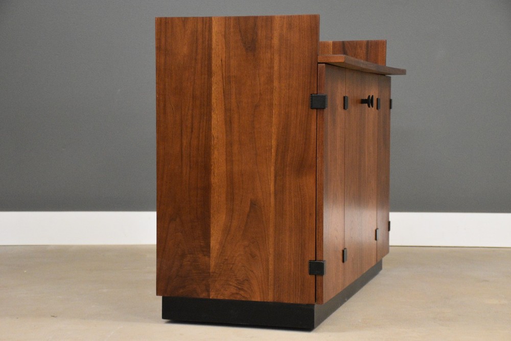 Refinished Walnut Bar by Milo Baughman for Directional