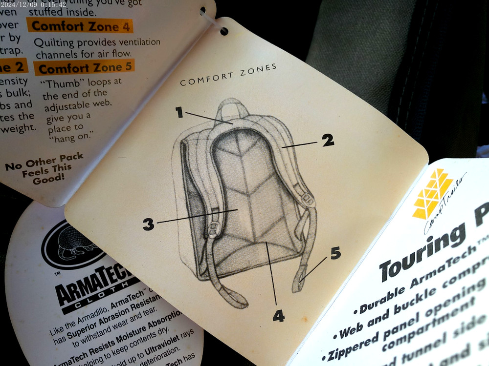 CAMP TRAILS TOURING PACK NWT PINE BLACK COMFORT ZONE FEATURES ARMATECH CLOTH