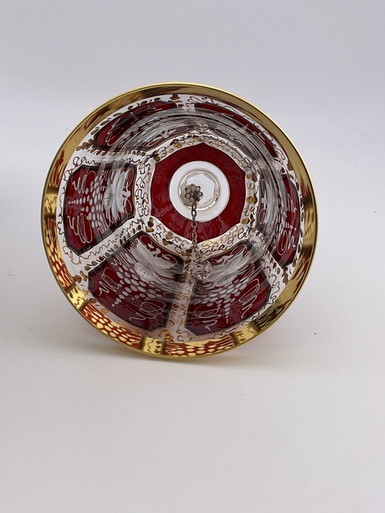 hand blown raised panel ruby stained hand engraved bell