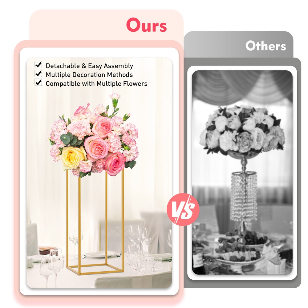 Gold Metal Flower Stand Rectangular Rack For Wedding Table Centerpieces Decor ??