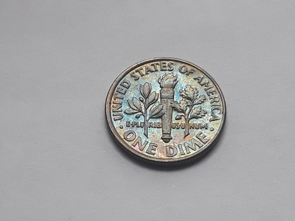 1966 P & 2000 P ROSSAVELT DIME TONING ON BOTH SIDES