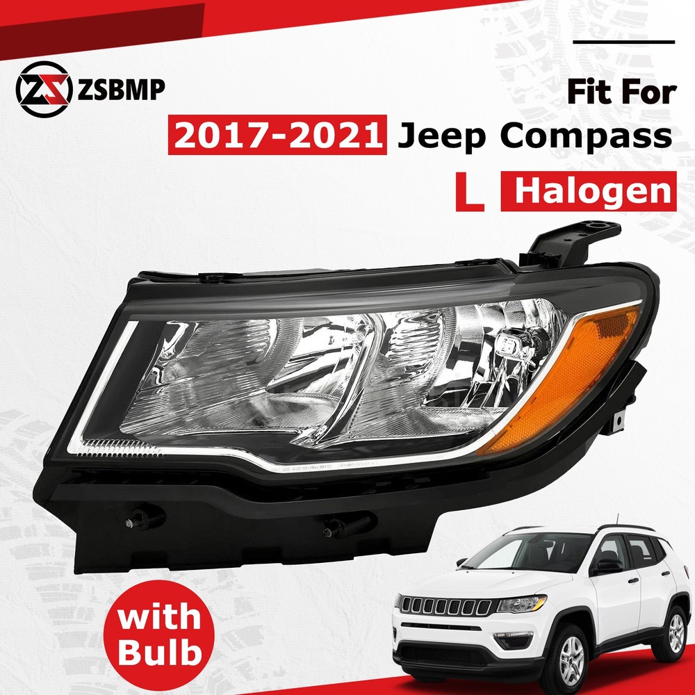 For 2017-2021 Jeep Compass Halogen Headlight With Bulbs Left Driver 55112707AE