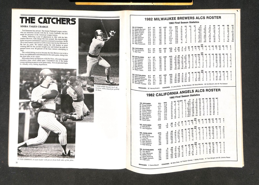 1982 CALIFORNIA ANGELS @ MILWAUKEE BREWERS OFFICIAL ALCS PROGRAM