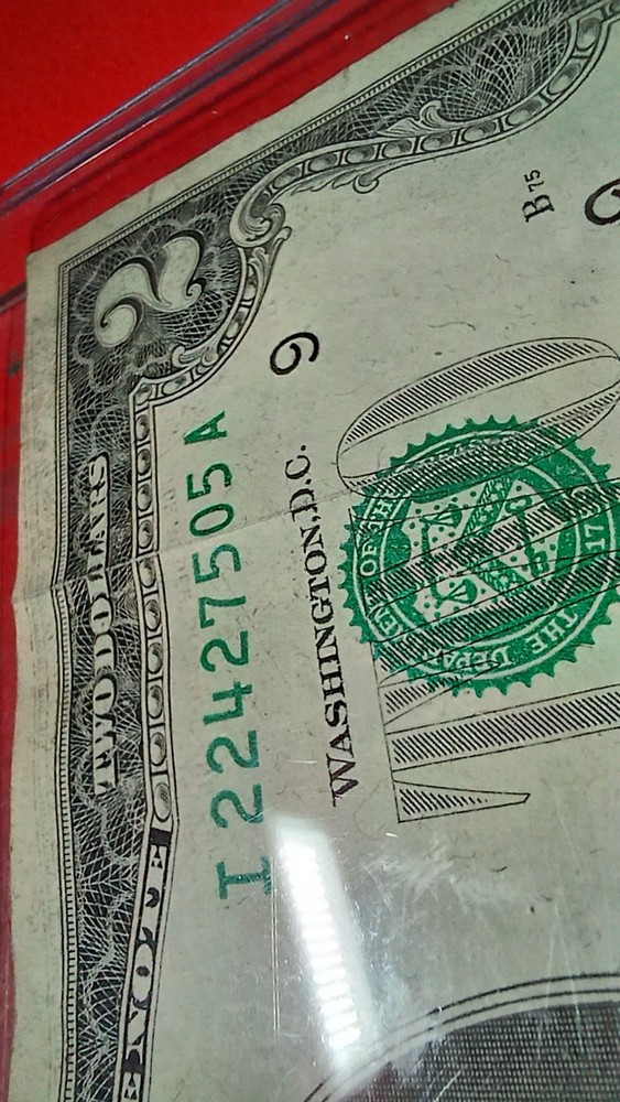 1976 $2 Bill |2xError| Ink Shift Error| Face2Face Ink Transfer| Mirrored Print