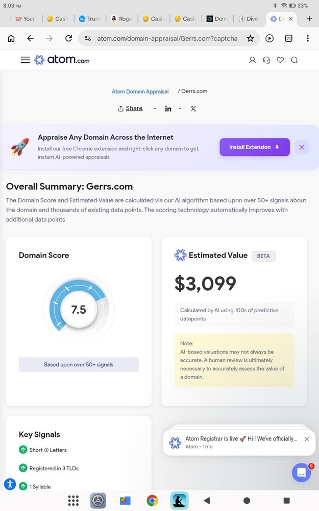 💥GERRS.COM DOMAIN NAME ESTIMATED VALUE IS $1854.00-$5000.00 GODADDY, ATOM