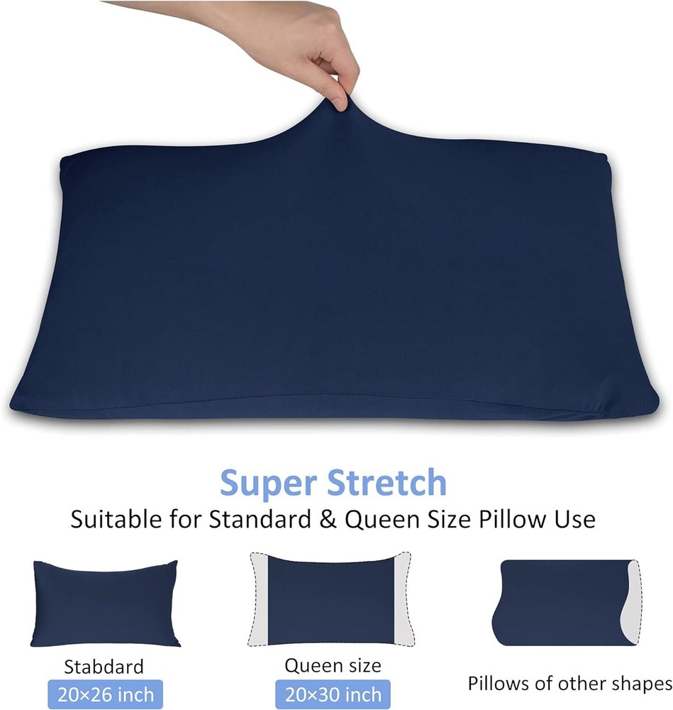 2-Pack Stretch Pillow Cases - Jersey Knit & Ultra Soft Envelope Closure