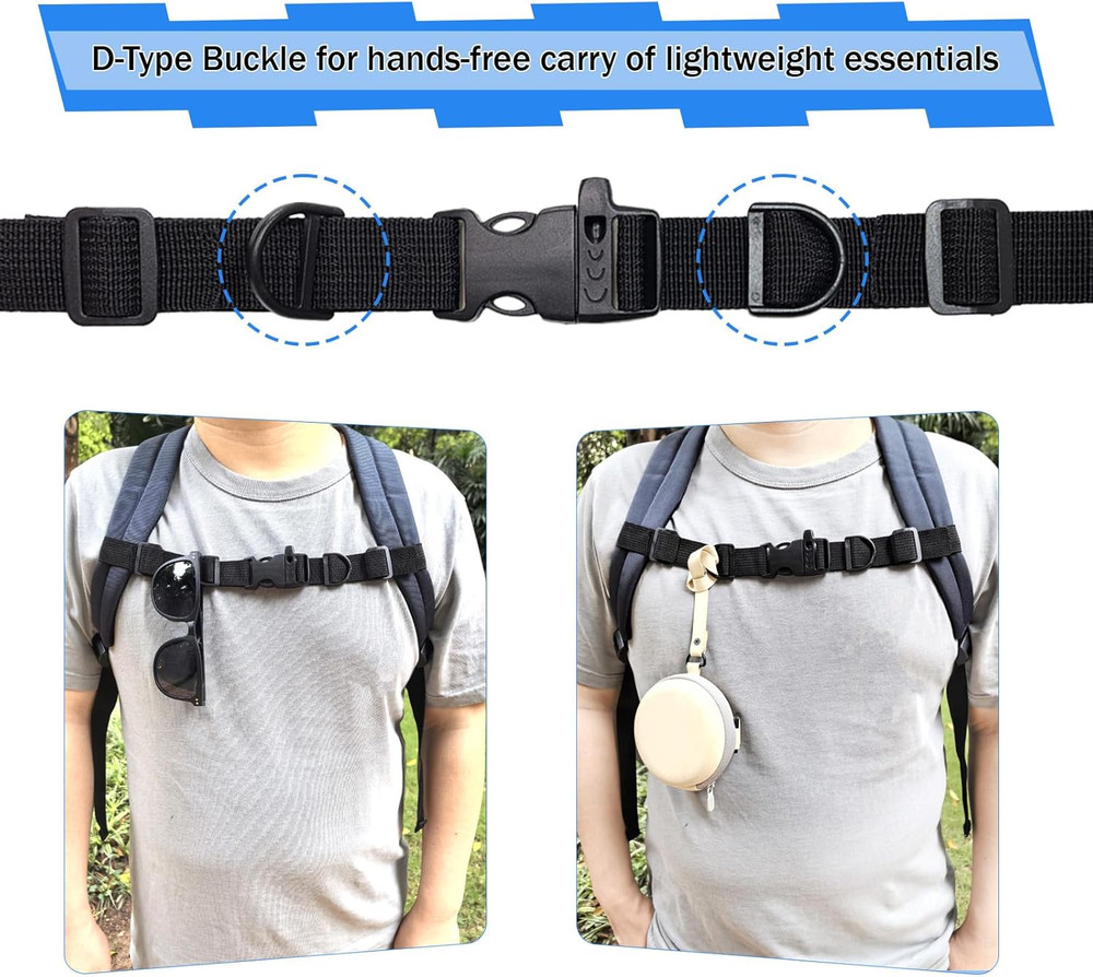 2 PCS Backpack Chest Strap Add on, Adjustable Sternum Straps for Backpacks and S