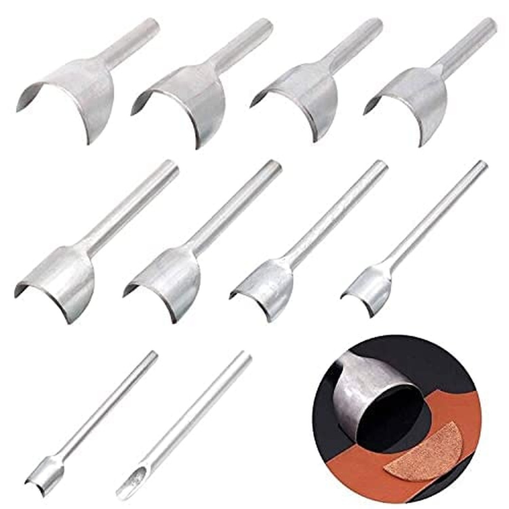 10 Pcs Half Round Leather Punches, Strap End Punches Leather Tools Arc-Shaped...