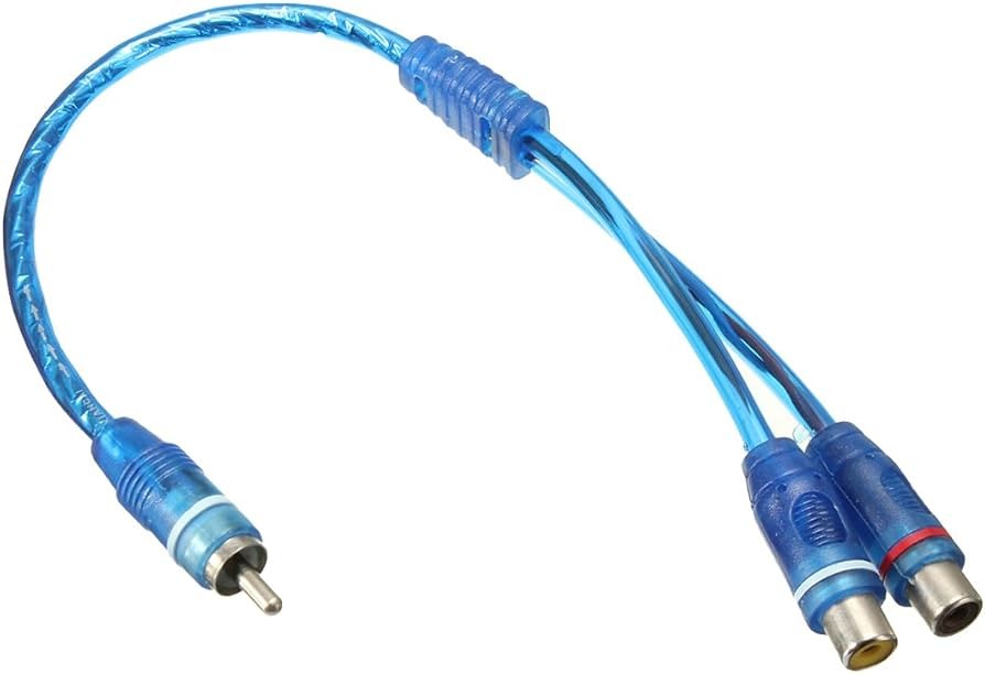 8 Absolute ABC-2F1M BLUE Y-Adapter 2F-1M RCA Interconnect Audio Cable