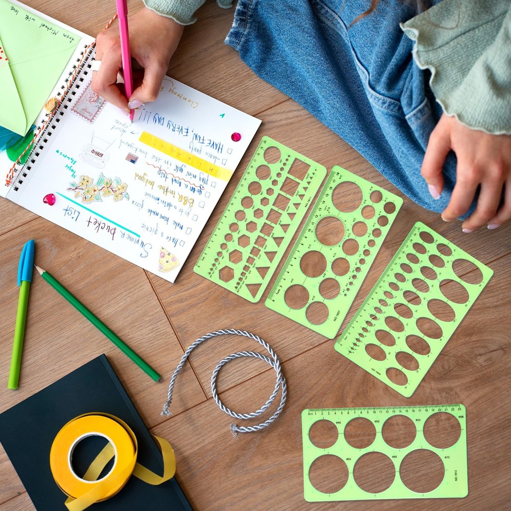 Geometric Drawings Templates, 4 Pcs Circle Shape Stencils Measuring Geometry ...