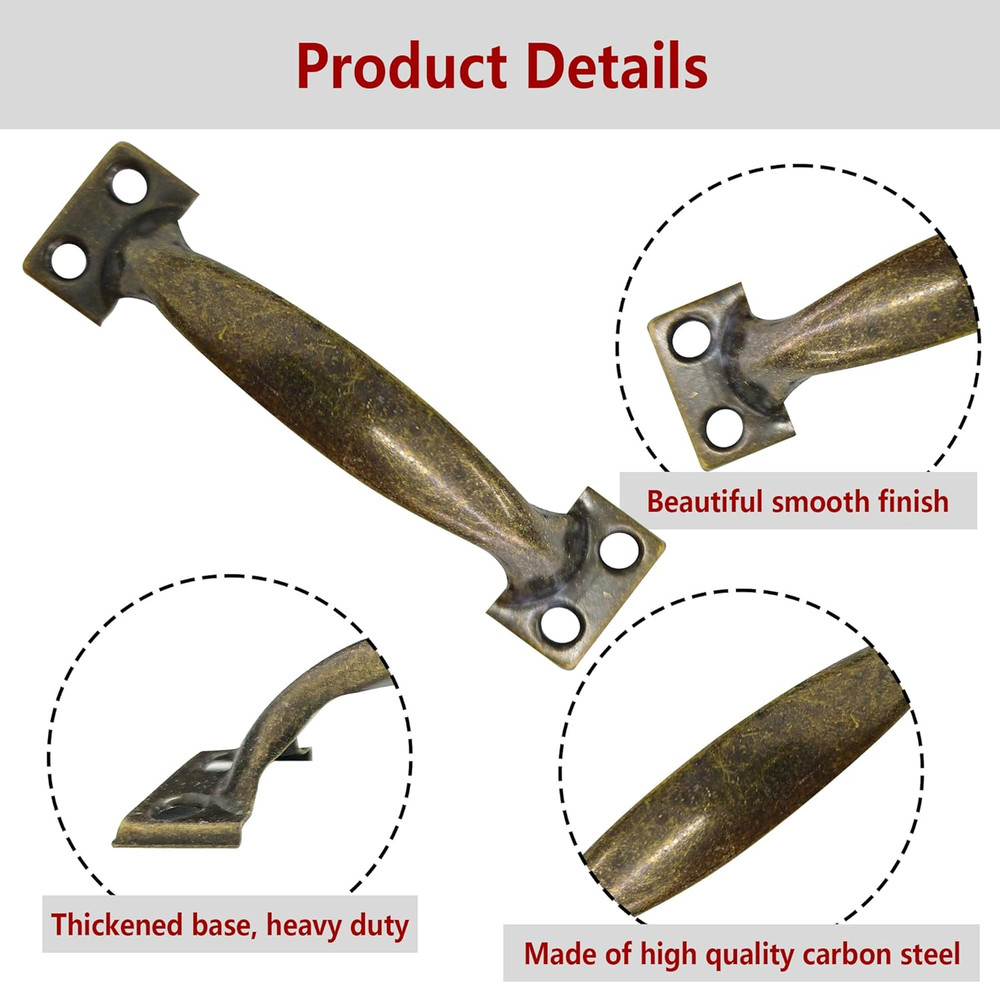 12Pcs 4 Metal Gate Pull Handle Vintage Barn Door Pulls Utility Bronze