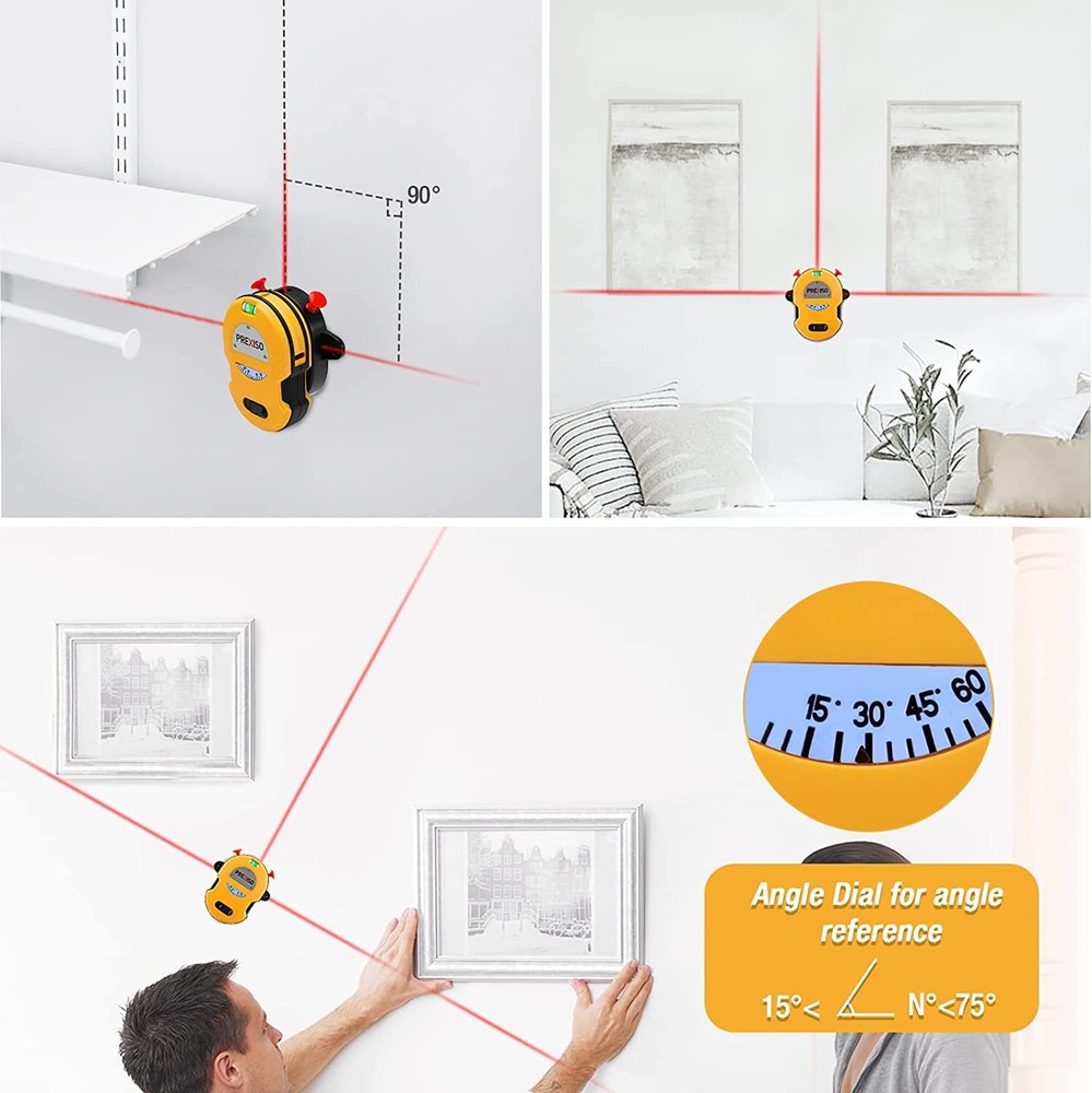 PREXISO Multi Surface Laser Level 30Ft Horizontal Vertical Line Laser Mount Base