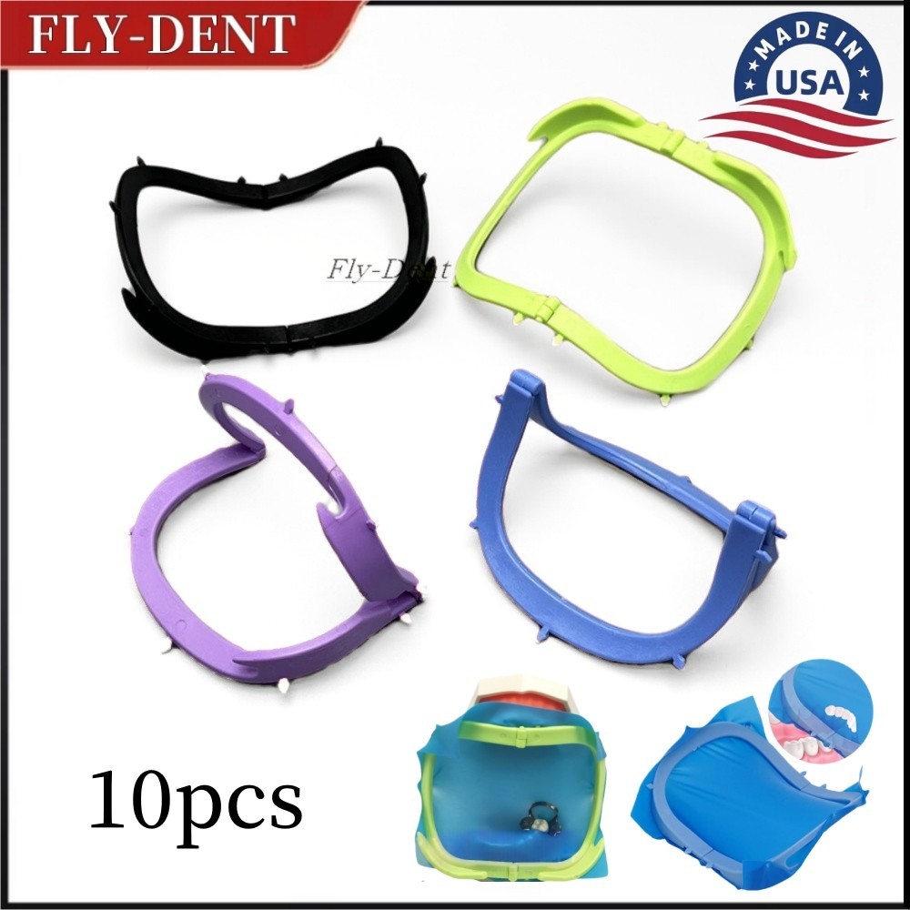 10pcs Plastic Dental Foldable Bracket Frame Rubber Dam Sheets Oral Barrier Tool