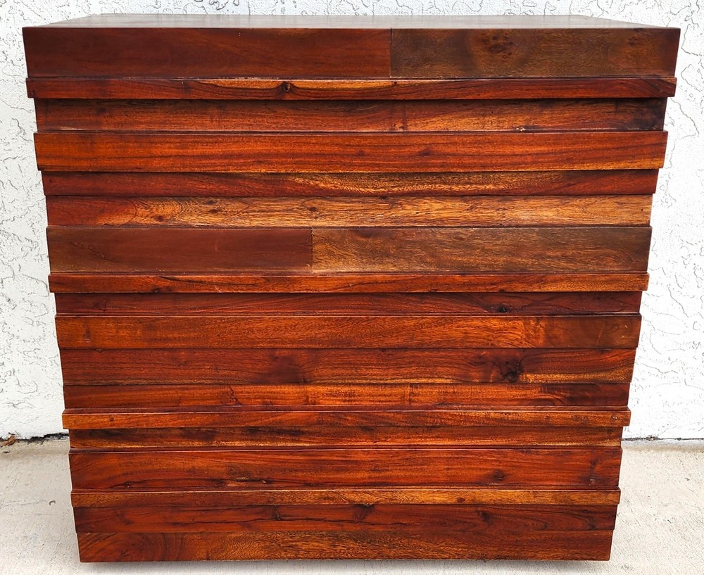 MCM Solid Exotic Wood Bachelor Chest & Nightstands Bedroom Suite