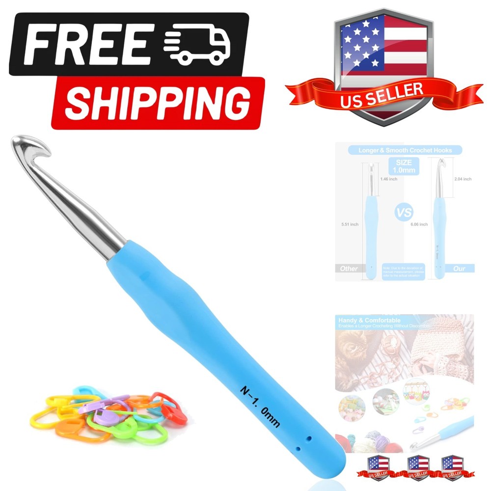 Professional Extra Long 10mm Crochet Hooks, Ergonomic Handle Set for Beginner...