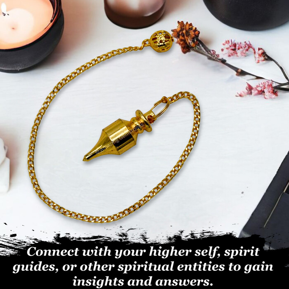 Gold Long Point Steel Copper Pendulum for Divination