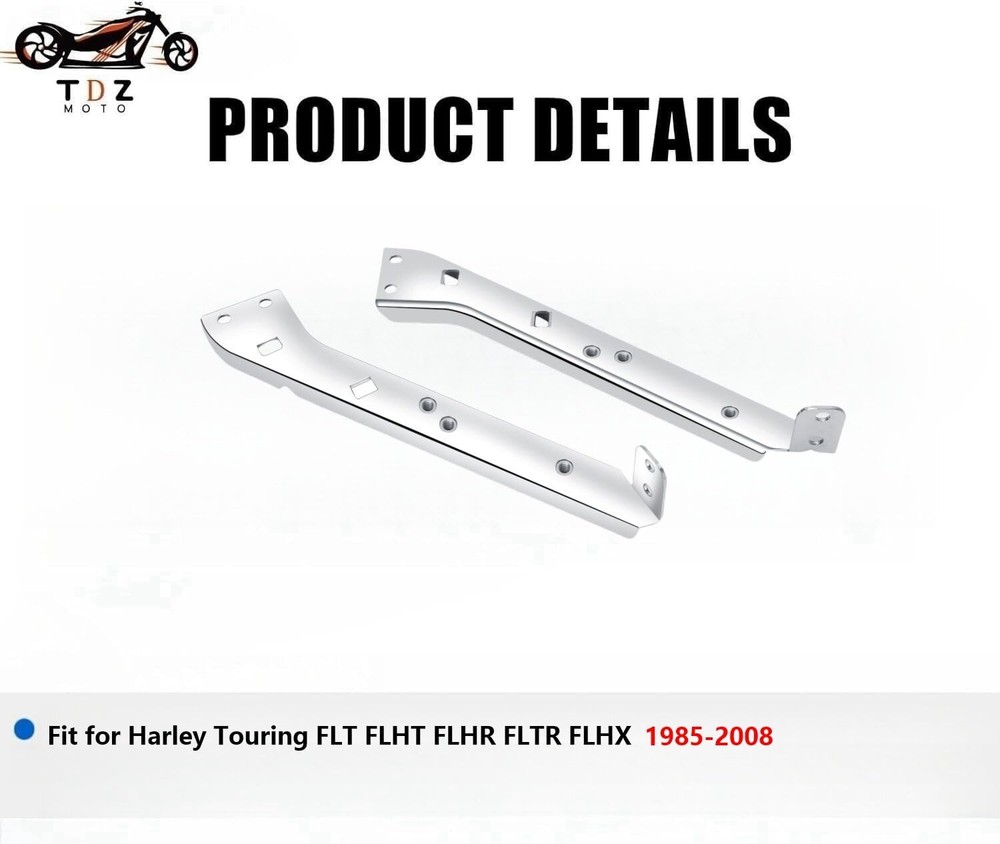 TDZ Chrome Saddlebag Rail Support Bracket Left &