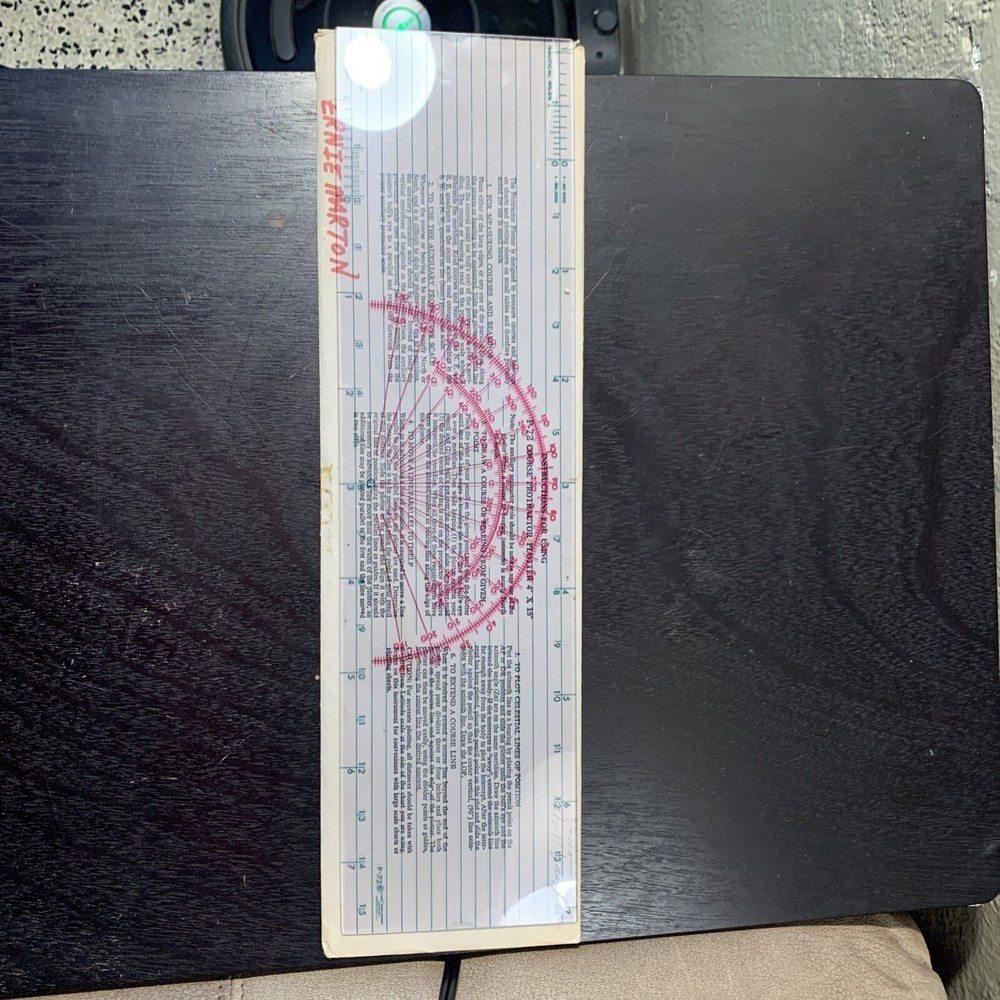 Vintage P-72 course protractor plotter 4" x 15" with instructions